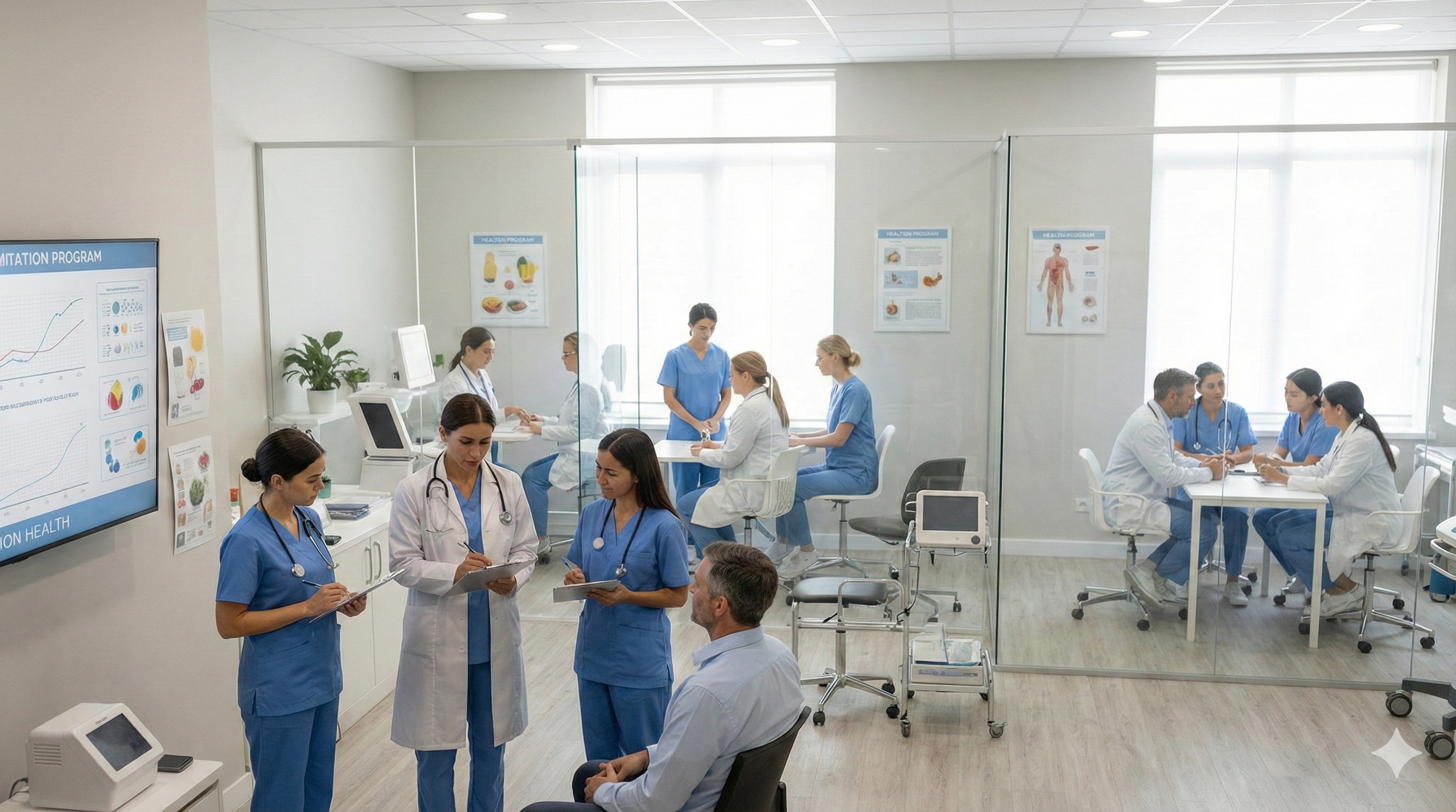 Doctor and dietitian collaborating on patient care